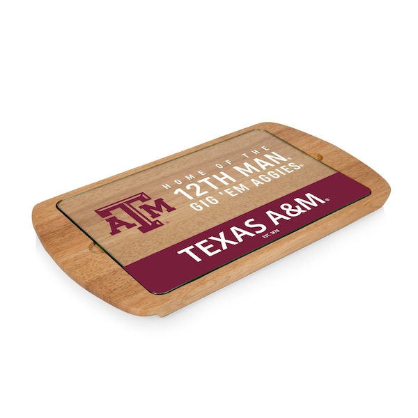 Picnic Time Family Of Brands NCAA Texas A&M Aggies Billboard Glass Top Cheese Board - Charcuterie Boards, Parawood 911-01-505-564-0 - main