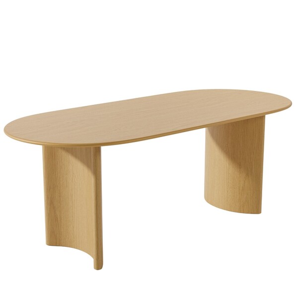Homeroots 67" Natural Solid Wood Double Pedestal Base Oval Dining Table 721148 - main