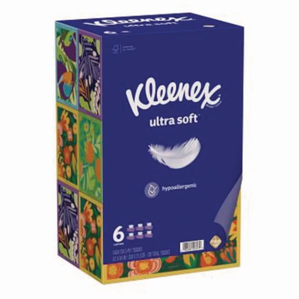Kleenex Ultra Soft Facial Tissue, 3-Ply, White, 120 Sheets/Box, 24PK 54317 - main