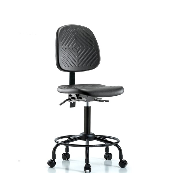 Blue Ridge Ergonomics Benchch Chair, Poly, Med, Bk, RT, Casters, No Arms, 19-1/2" to 27-1/2" Height, Black; Blue BR-PMBCH-MB-RT-T0-A0-RC - main