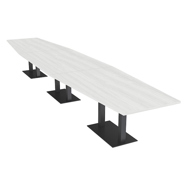 Skutchi Designs Hexagon Conference Table With Power Unit, 48 in W, 192 in L, White HAR-HEX.IR-48X192-DOU.BK-WA7976-NA - main