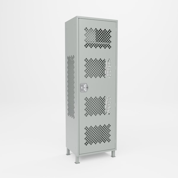 Pucel Athletic Gear Locker, 24 in W x 72 in H x 18 in D, Perforated Door, Top Cabinet, 4 in Legs, Gray GL-2472-18-DTL - main