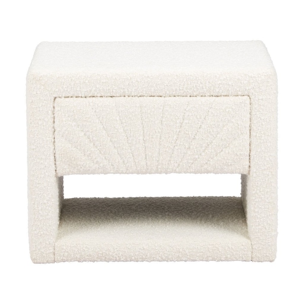 Homeroots 16" Ivory Wood Woven Texture One Drawer Nightstand 668551 - main