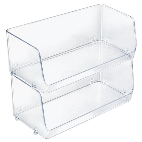 Azar Displays Large Wide Clear Stackable Bin, 2PK 556722-2PK - main