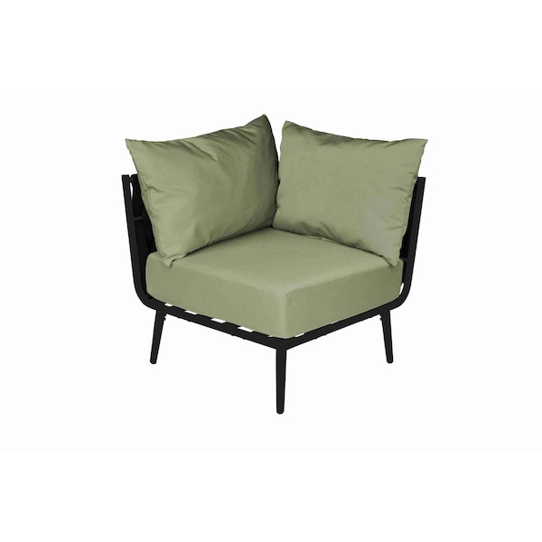 Bfm Seating Cayman Corner Sofa - Black flat rope, Black powder coat aluminum, ganging bracket PHPCBLBL-5487 - main