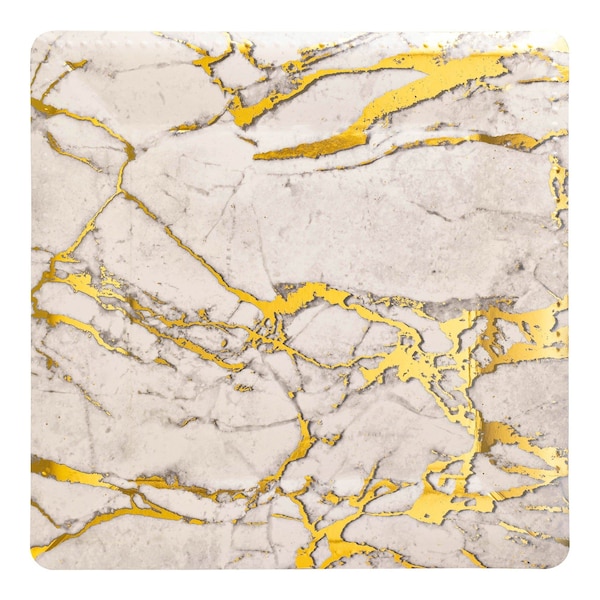 Smarty Had A Party 13" White with Gold Marble Square Disposable Paper Charger Plates (120 Plates), 120PK 2690-SGM-CASE - main