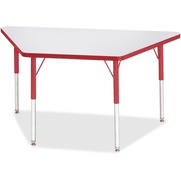Jonti-Craft Berries Trapezoid Activity Tables, 24 in. x 48 in., A-height, Freckled Gray/Red/Gray 6438JCA008 - main