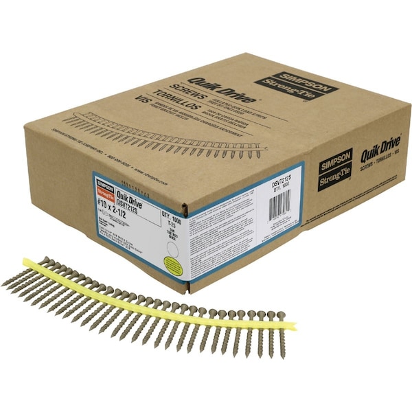 Simpson Strong-Tie Deck-Drive DSV WOOD Screw, Collated No.10x2-1/2'' T25 6-Lobe Tan, 1000-Qty DSVT212S - main