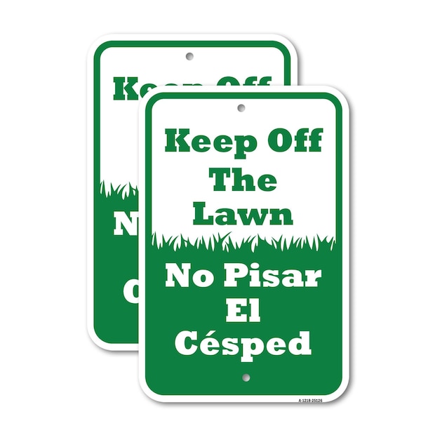 Signmission Keep Off The Lawn No Pisar El Cesped, 18'' X 24'' 2 Signs, Heavy Gauge Aluminum, 2PK A-1824-2PACK-25126 - main