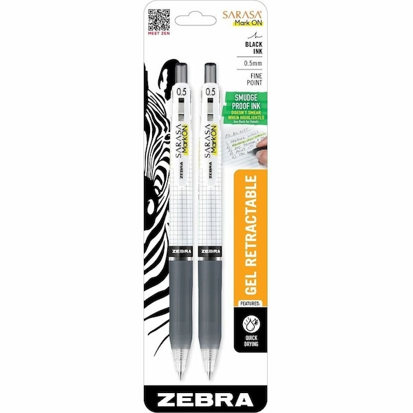 Sarasa Mark On Gel Retractable, Black, PK2 48412 - main