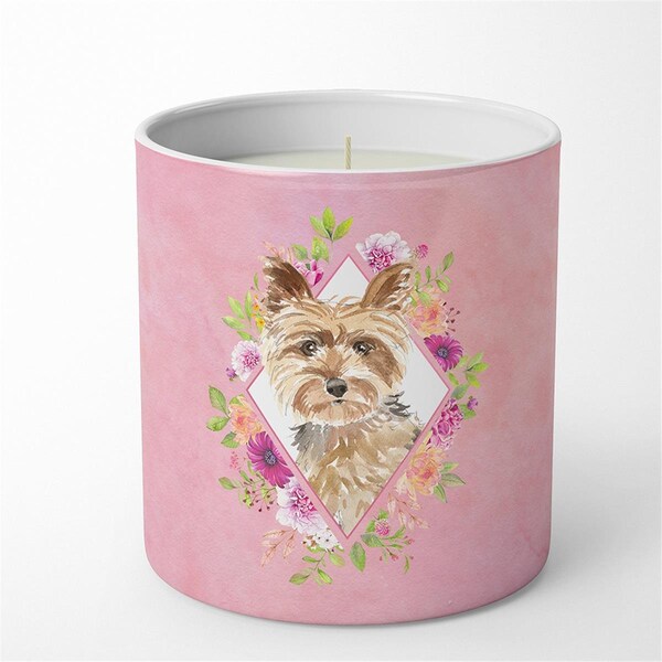 Carolines Treasures 10 oz Yorkie Pink Flowers Decorative Soy Candle CK4197CDL - main