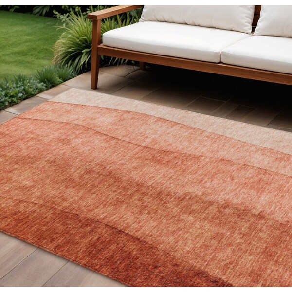 Homeroots 8' X 10' Red Copper And Terra Cotta Ombre Washable Indoor Outdoor Area Rug 581819 - main
