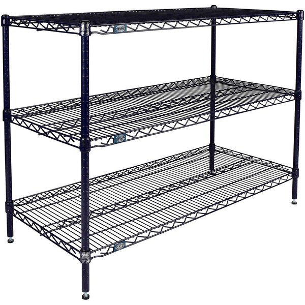 Global Industrial Nexel 3 Shelf, Nexelon Blue Wire Shelving Unit, Starter, 72"W x 18"D x 34"H B3151653 - main