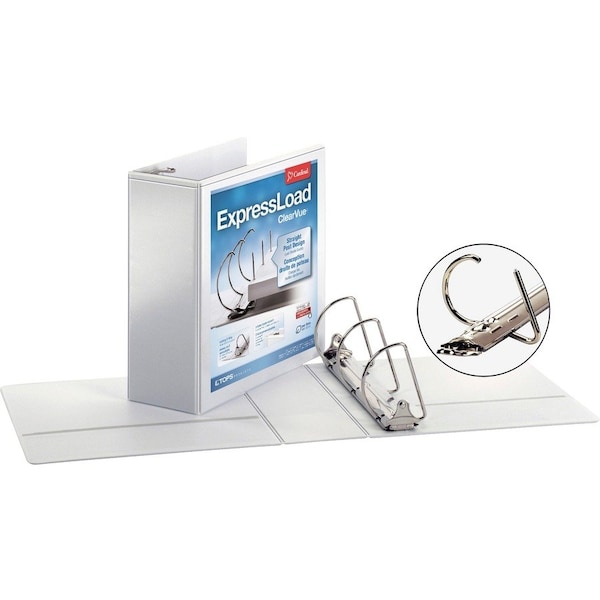 Cardinal Brands Cardinal, EXPRESSLOAD CLEARVUE LOCKING D-RING BINDER, 3 RINGS, 4in CAPACITY, 11 X 8.5, WHITE 49140 - main