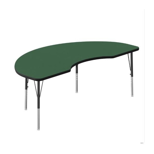 Correll Kidney HPL Activity Table, 72 in W, 36 in L, 19 in to 29 in H, Particleboard, Green A3672-KID-39 - main