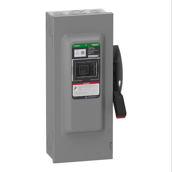 Schneider Electric Safety Switch, Fusible, DPST, Single Phase, NEMA 1, Indoor, Steel VH223N - main