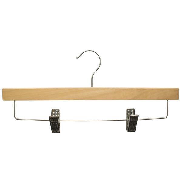 Nahanco 14in Natural Wooden SlimLine Pant/Skirt Hanger w/ Padded Clips, 50PK SL70014RC50 - main