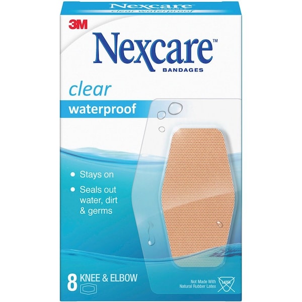 Nexcare Waterproof Adhesive Strip 2-3/8 X 3-1/2 Inch Plastic Knee / Elbow Sheer Sterile, 8PK 581-08 - main