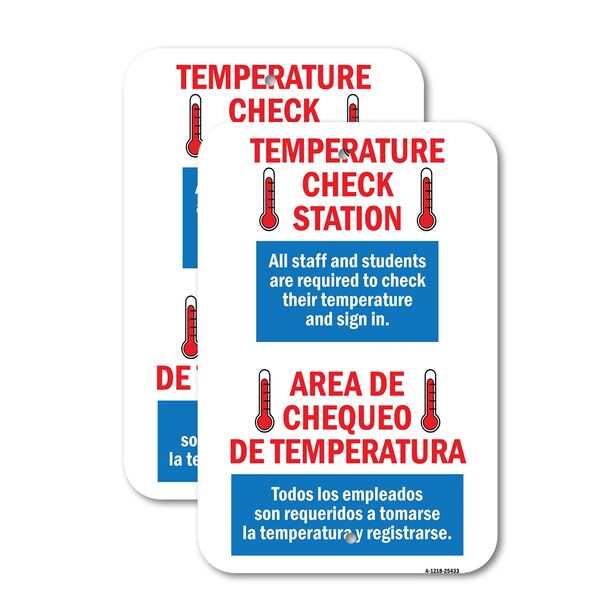 Signmission Temperature Check Station Spanish, 18'' X 24'' 2 Signs, Heavy Gauge Aluminum, 2PK A-1824-2PACK-25433 - main