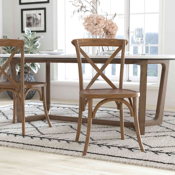 Flash Furniture Advantage Hand Scraped Dark Natural X-Back Chair X-BACK-DNAT - main