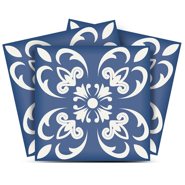 Homeroots 6" X 6" Wedgwood Blue And White Peel And Stick Removable Tiles 390890 - main