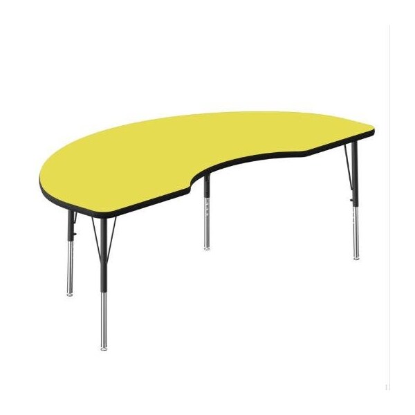 Correll Kidney HPL Activity Table, 72 in W, 36 in L, 19 in to 29 in H, Particleboard, Yellow A3672-KID-38 - main
