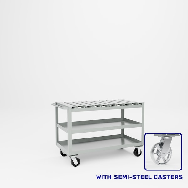 Pucel Slat Top Cart, 24 in W x 48 in D x 33 1/2 in H, Gray S-48-DT-3-S - main