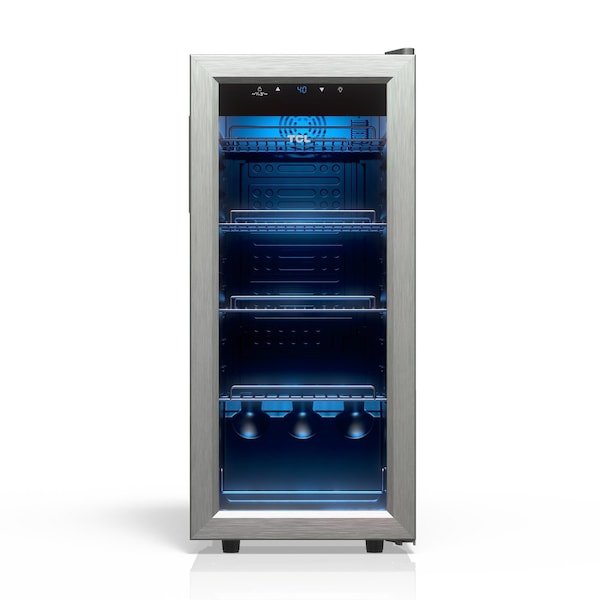 Tcl 1.8 Cu. Ft. 50-Can Beverage Cooler, Digital Controls, LED Light, Glass Door, Stainless Steel TRV050FAS - main