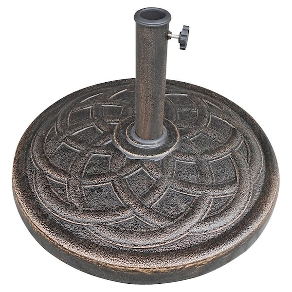 Seasonal Trends 69331 Umbrella Base, 21.65 in Dia, 21.65 in L, 13.2 in H, Resin/Steel/Plastic, Bronze 69331 - main