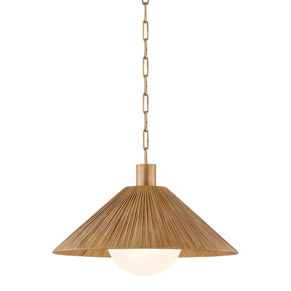 Troy Lighting Woodside 1 Light Pendant, Patina Brass, 22 In x 13.25 In F1422-PBR - main