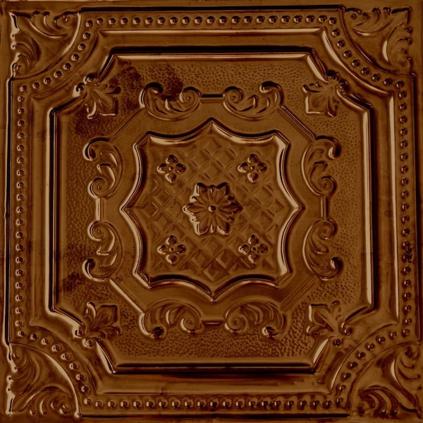 Shanko All Day Tony Pattern 612 Antique Copper Surface Mount Vintage HandPainted Standard CeilingTiles, 6PK ADT612-NU-STD-ANTCOP-6 - main