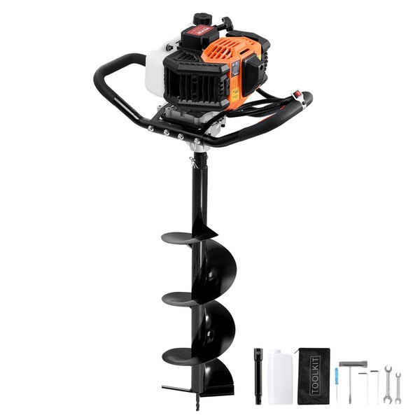 Vevor Gas Post Hole Digger 63CC 2400W with 8" Drill Bits & 1 Extension Rod D58-A - main
