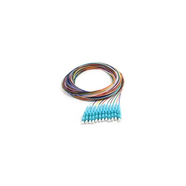 Cable Wholesale 12 Strand Fiber Pigtail, 50/125 Multimode(Aqua Boot) OM4, LC/PC Connectors, 3 meter 15F1-52012 - main