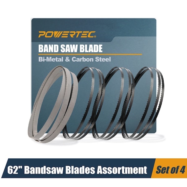 Powertec 62" Bi-Metal & Carbon Steel Band Saw Blades, for WEN 3939T Ryobi Grizzly Craftsman 9" Bandsaw 13707 - main