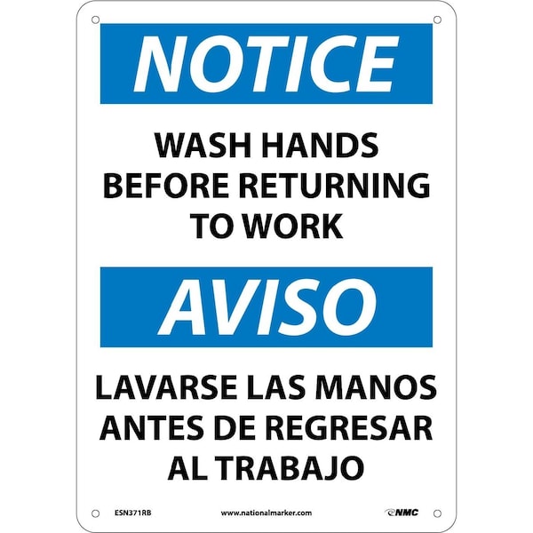 Nmc Notice Wash Hands Sign - Bilingual, ESN371RB ESN371RB - main