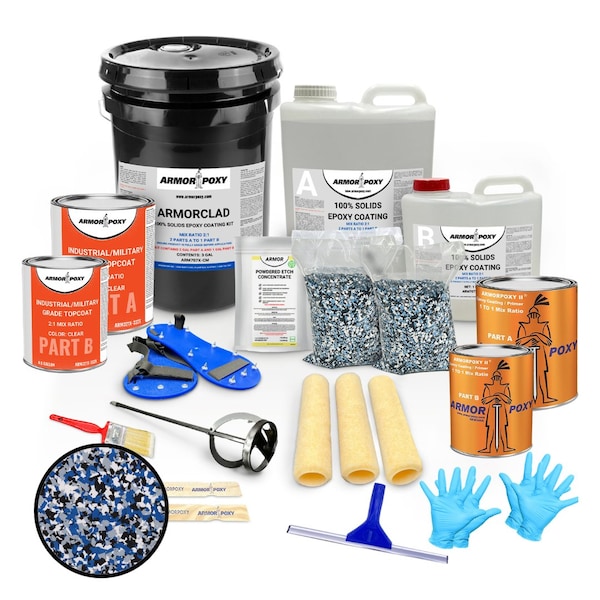 Armorpoxy Epoxy Floor Kit 4-Layer Full Flake Broadcast - 600 Sq Ft - Orbit 121128 - main