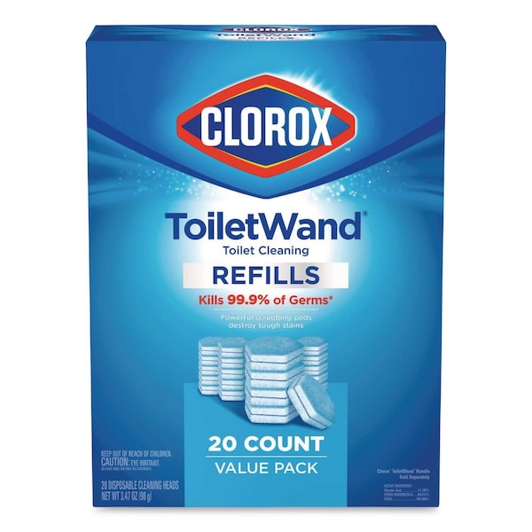Clorox Disinfecting ToiletWand Refill Heads, Toilet Cleaning Scrubbing Pads, Blue/White, 20PK 31049 - main