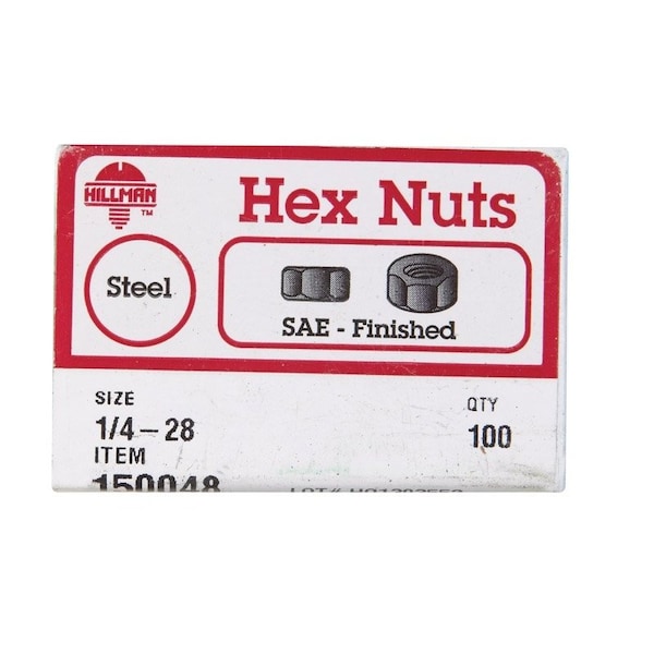 Hillman 1/4 in. Zinc-Plated Steel SAE Hex Nut, 100PK 150048 - main