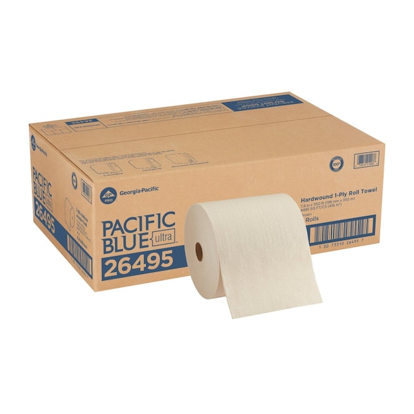 Georgia-Pacific Pacific Blue Ultra Hardwound Paper Towels, 1 Ply, Continuous Roll Sheets, 1150 ft, Brown, 6 PK 26495 - main