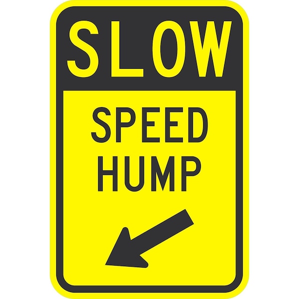 Lyle Speed Hump with Diagonally Left Arrow, 12x18, Diamond Grade, Yellow G-2975-DG_12x18 - main