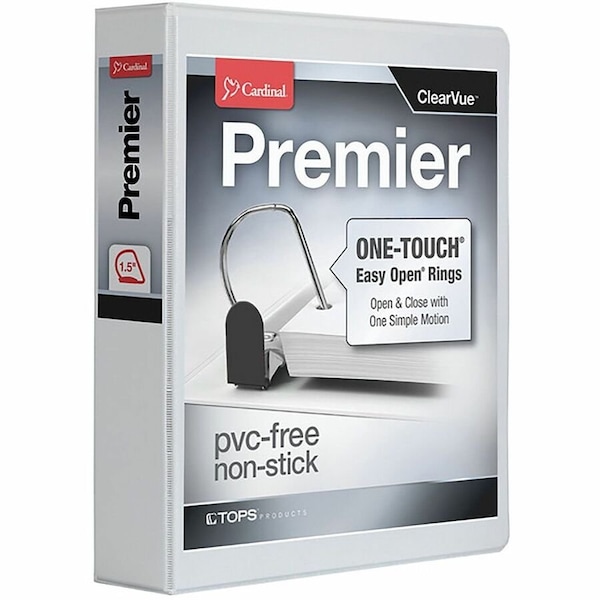 Cardinal EasyOpen Clearvue Slant DRing Binders, White CRD10310 - main