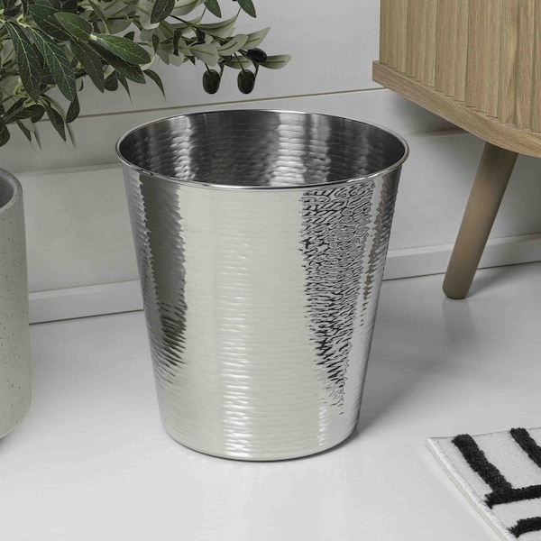 Happimess Remi Modern Classic Textured Steel 2-Gallon Wastebasket, Polished Steel HPM1112E - main