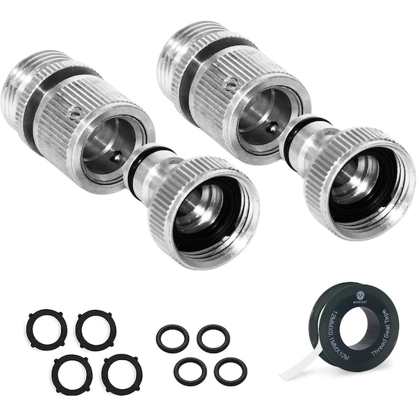 Morvat Nickel Plated Brass Source Quick Connect Hose Fittings for, 2PK MOR-NP-SQCONNECTOR-2-A - main