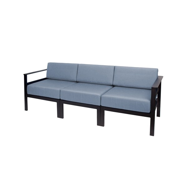 Bfm Seating Belmar 82in Outdoor Sectional Sofa with Sunbrella Cushions, Sand Black Frame PH6101BL-14059 - main
