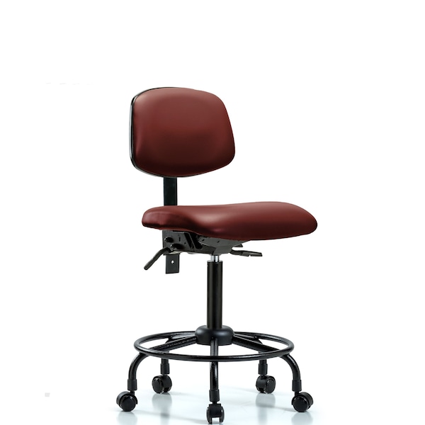 Blue Ridge Ergonomics Vinyl Chair, Med Bench, Round Tube Base, Casters, Borscht BR-VMBCH-RT-T0-A0-RC-8815 - main
