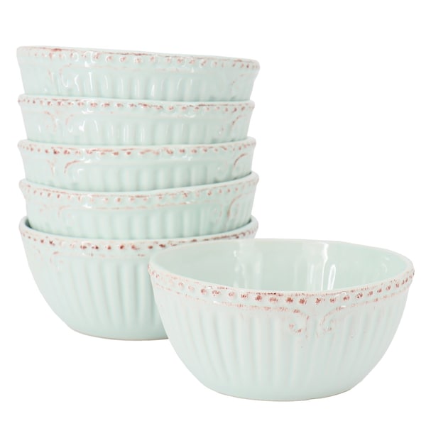 Modern Southern Home Capri 6 Piece 6 Inch Stoneware Embossed Cereal Bowl Set in Egg Blue 750120979M - main