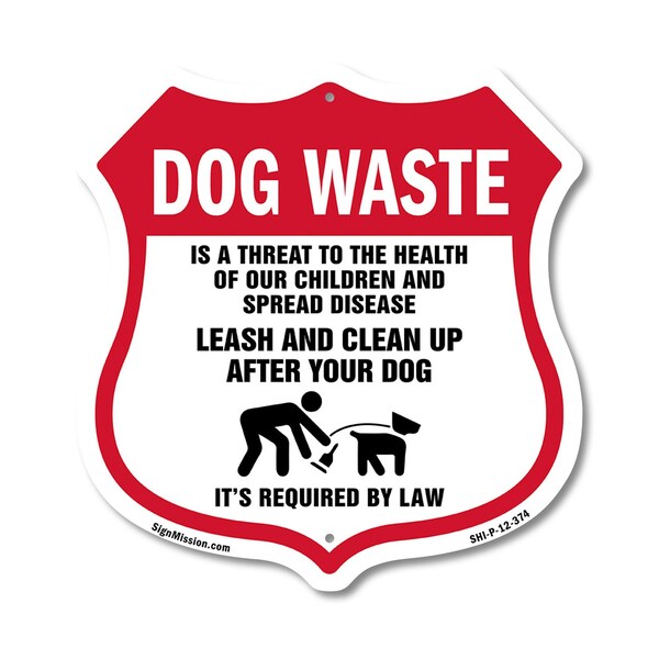 Signmission Dog Poop Shield Sign Dog Waste Is A Thre, 12 Inch X 12 Inch, Plastic Sign SHI-P-12-374 - main