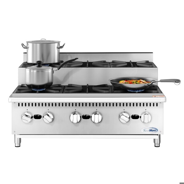 Koolmore 36 in. Commercial Six-Burner Step Up Gas Range, 156000 BTU in Stainless-Steel KM-CRSU-36 - main