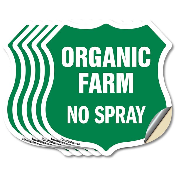 Signmission No Spray Shield Sign Organic Farm, 6 inch X 6 inch, Vinyl Decal, 5PK SHI-D-5PACK-6-406 - main