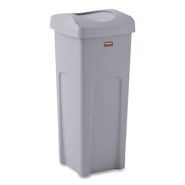 Rubbermaid Commercial Universal Square Trash Can with Swing Lid, 23 gal, Plastic, Gray 2143862 - main
